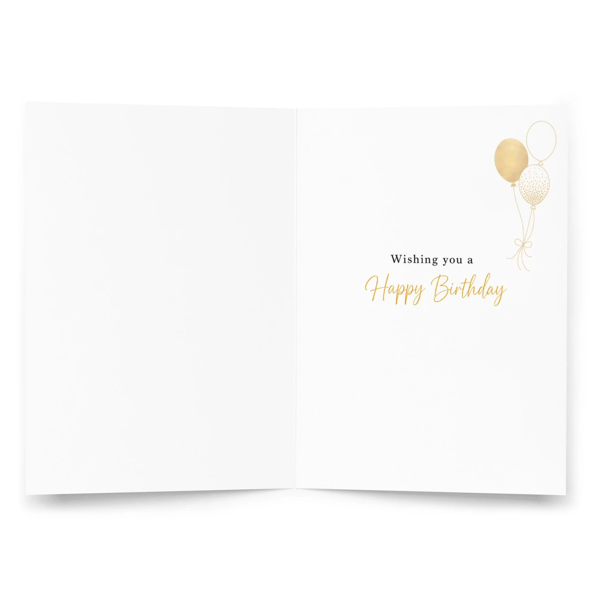 Inside of the Highland Cow birthday card showing a printed Happy Birthday message with a matching countryside design.