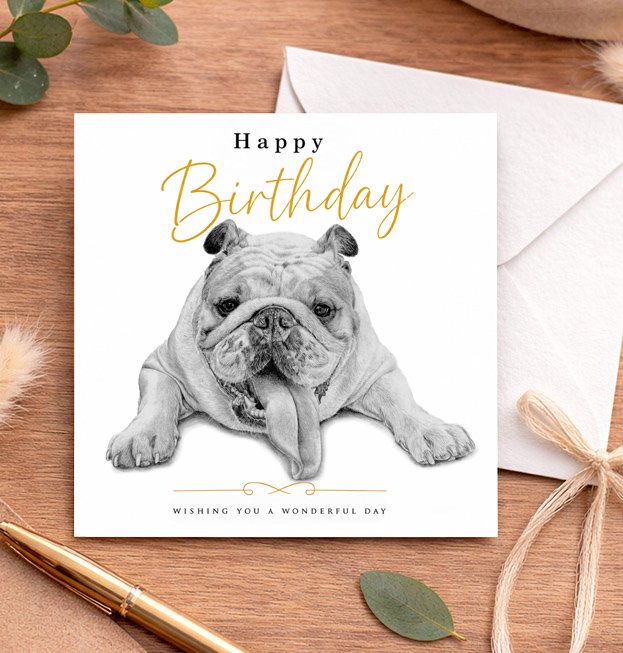 British Bulldog - Birthday card (15x15cm)