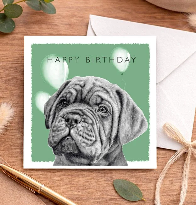 Dogue De Bordeaux (balloon) - Birthday card