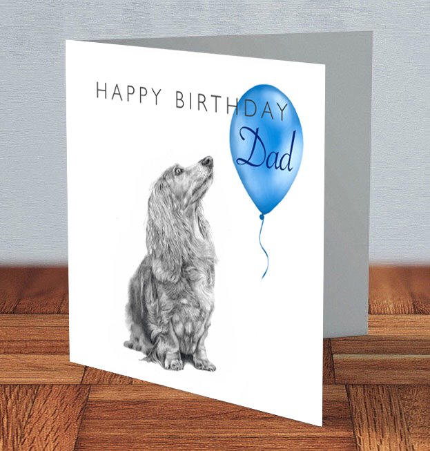 Dachshund long haired - Dad Birthday card
