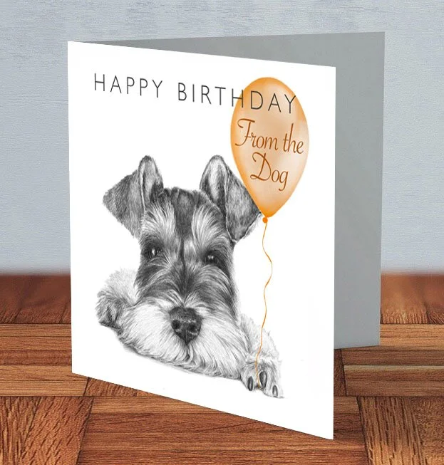 Schnauzer - "From the Dog" Birthday card
