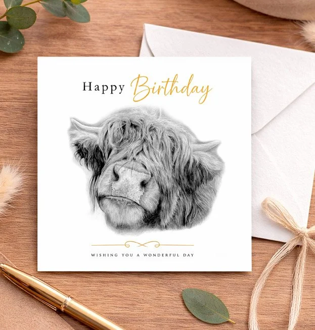 Highland Cow  - Birthday card