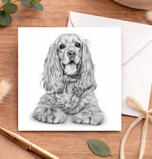 Cocker Spaniel greeting card featuring original dog artwork by Matthew Lloyd Art