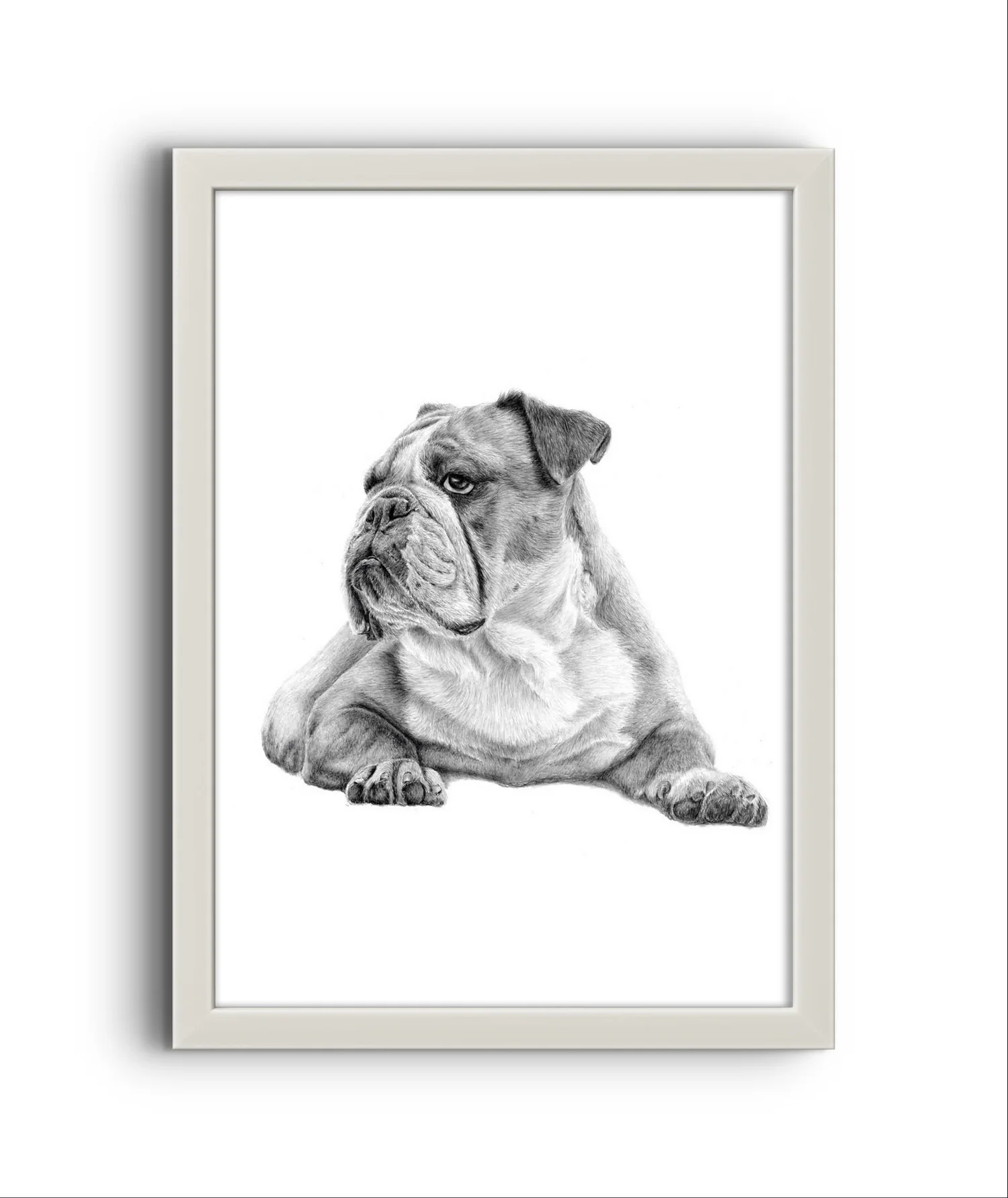 example of a white framed dog portrait