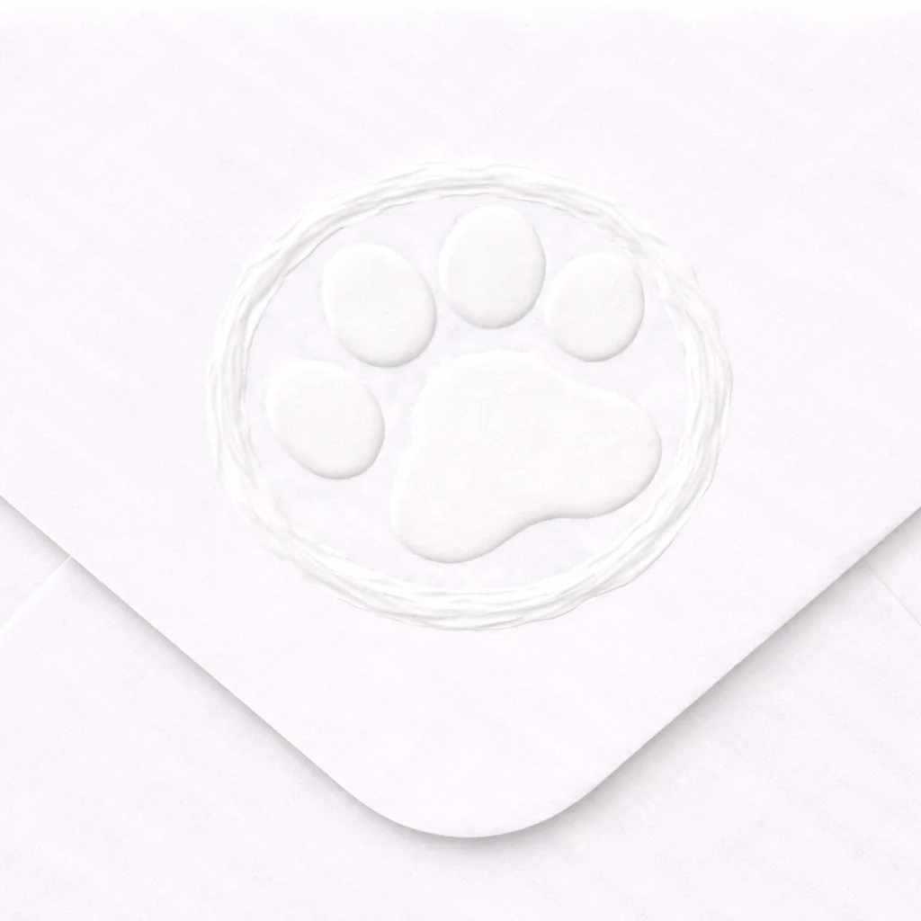 Image showing the embossed paw print detailing on the envelope of greeting cards from MJLArt.co.uk.jpg