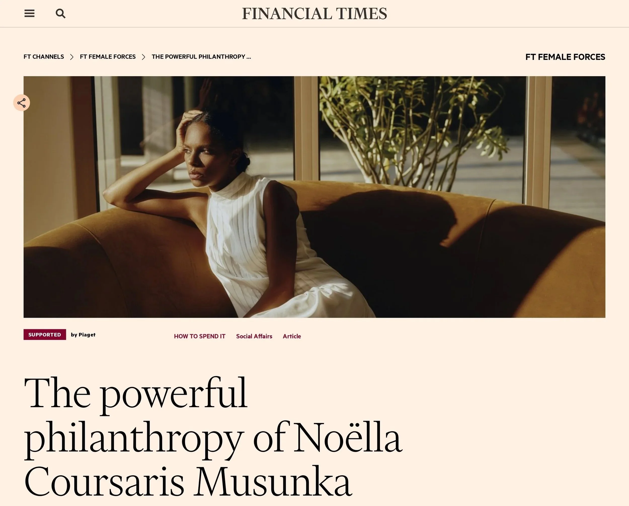 Financial Times: The powerfulphilanthropy of Noëlla Coursaris Musunka