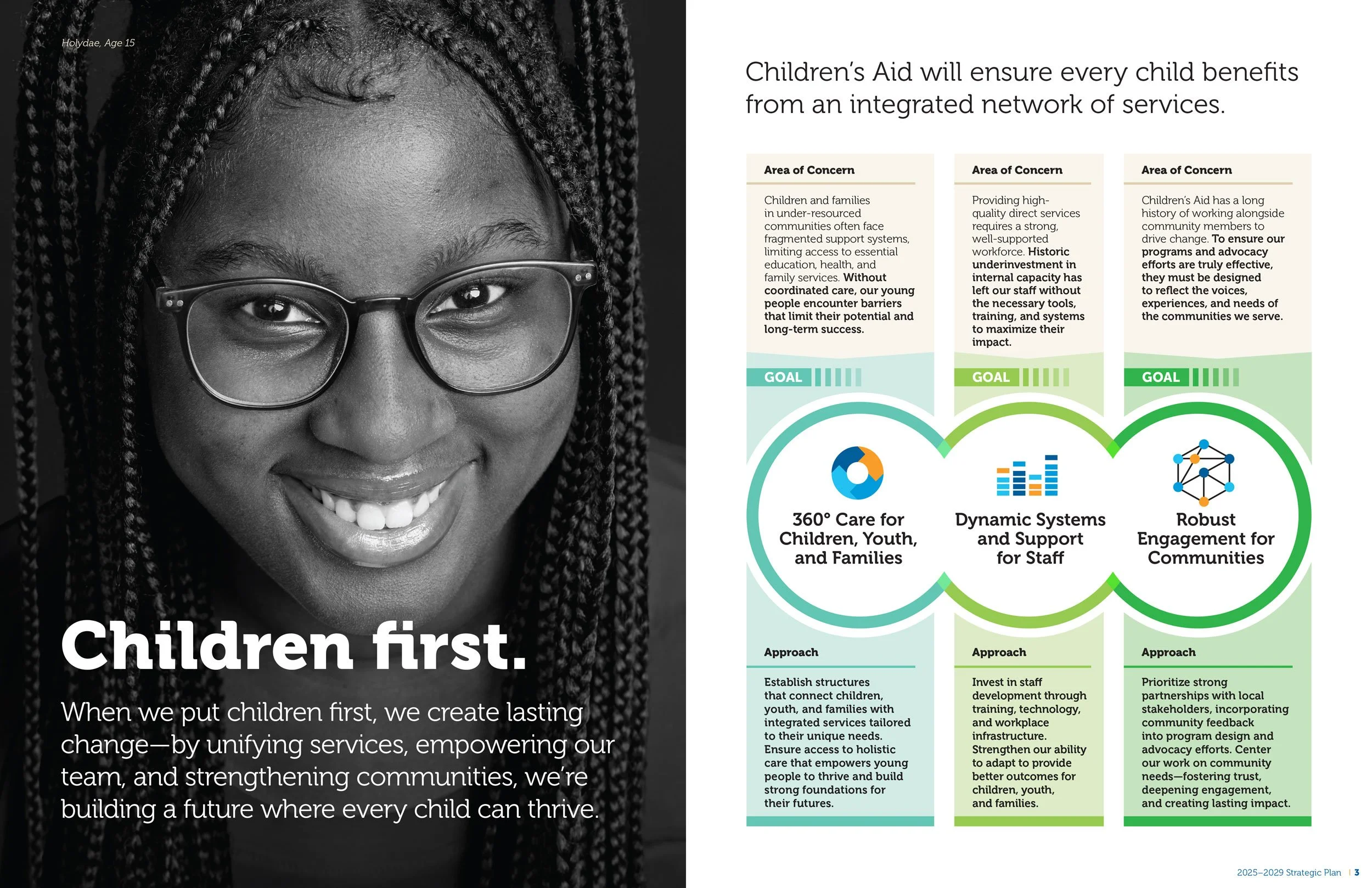 Black and white images of a young girl with bold text. 