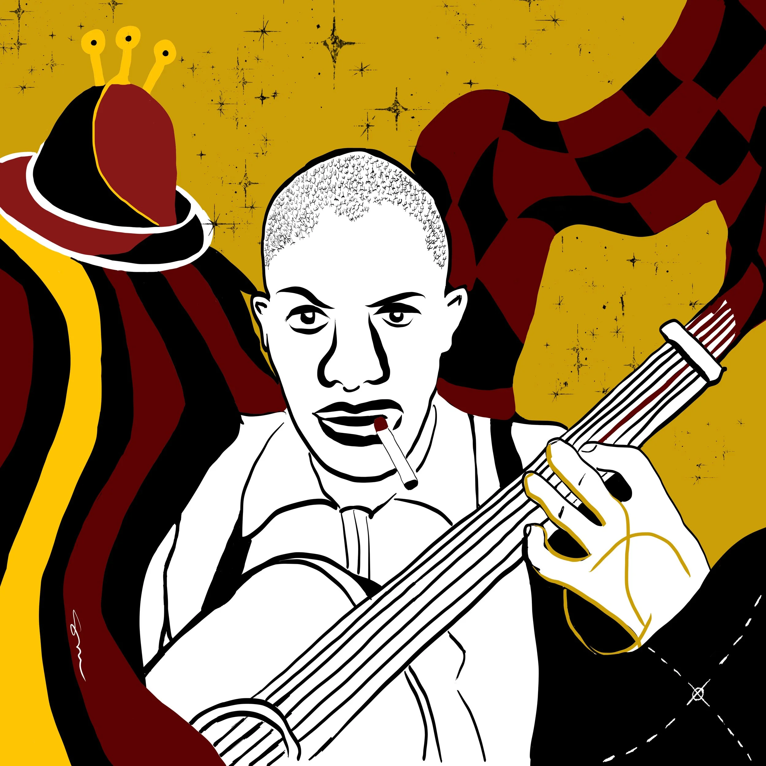 Robert Leroy Johnson
blues singer and guitarist from Mississippi 
Digital Illustration