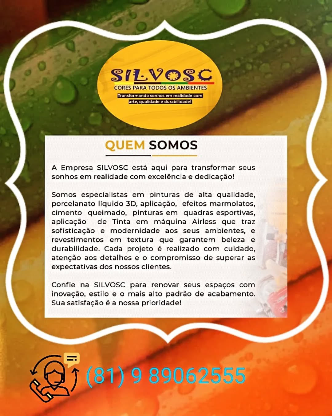 https://www.google.com/maps/place/Silvosc+-+Tatarua+60+-+Arruda,+Recife+-+PE,+52011-230/@-8.0307131,-34.8810278,12z/data=!4m2!3m1!1s0x7ab19fe392680cb:0x36d43a7cdd9d104d

https://wa.me/p/4692460194202346/558189062555
 https://www.instagram.com/silvosc