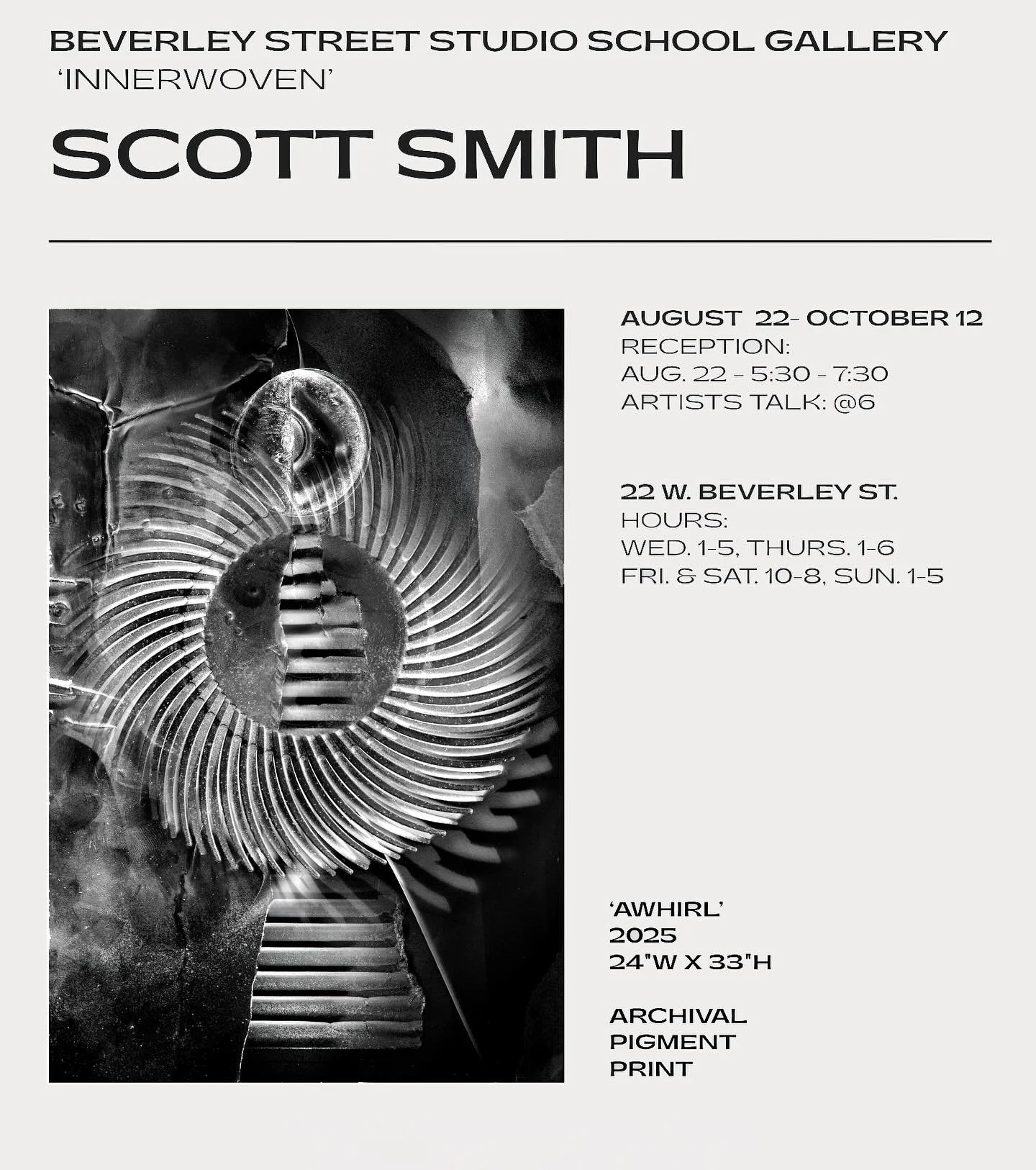 Exhibit opening this week: INNERWOVEN @ The Beverley Street Studio School in Staunton, VA.  Aug 22 &ndash; Oct 12. Opening reception this Friday Aug 22.  5:30 &ndash; 7:30. Artist talk at 6:00.  @mcguffeyartcenter #mcguffeyartcenter #scottfsmithstudi