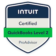 Certified QuickBooks Online ProAdvisor Level 2 badge