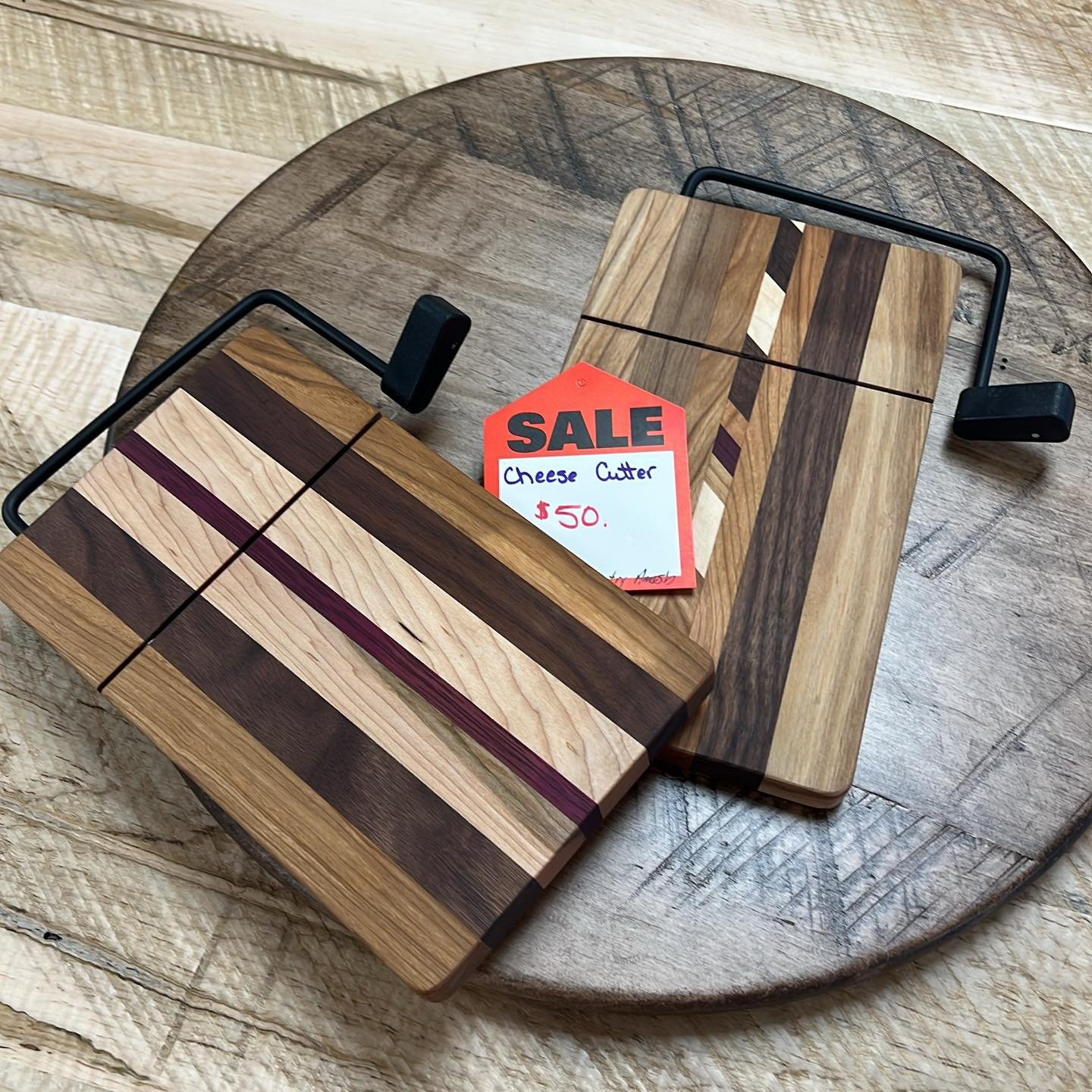 Wooden cutting boards and cheese slicer.  Great little items for your home.  Made by Hill Country Amish in Wisconsin!  Available for purchase at Rustic Retreat Furniture in Lakewood, Wisconsin.