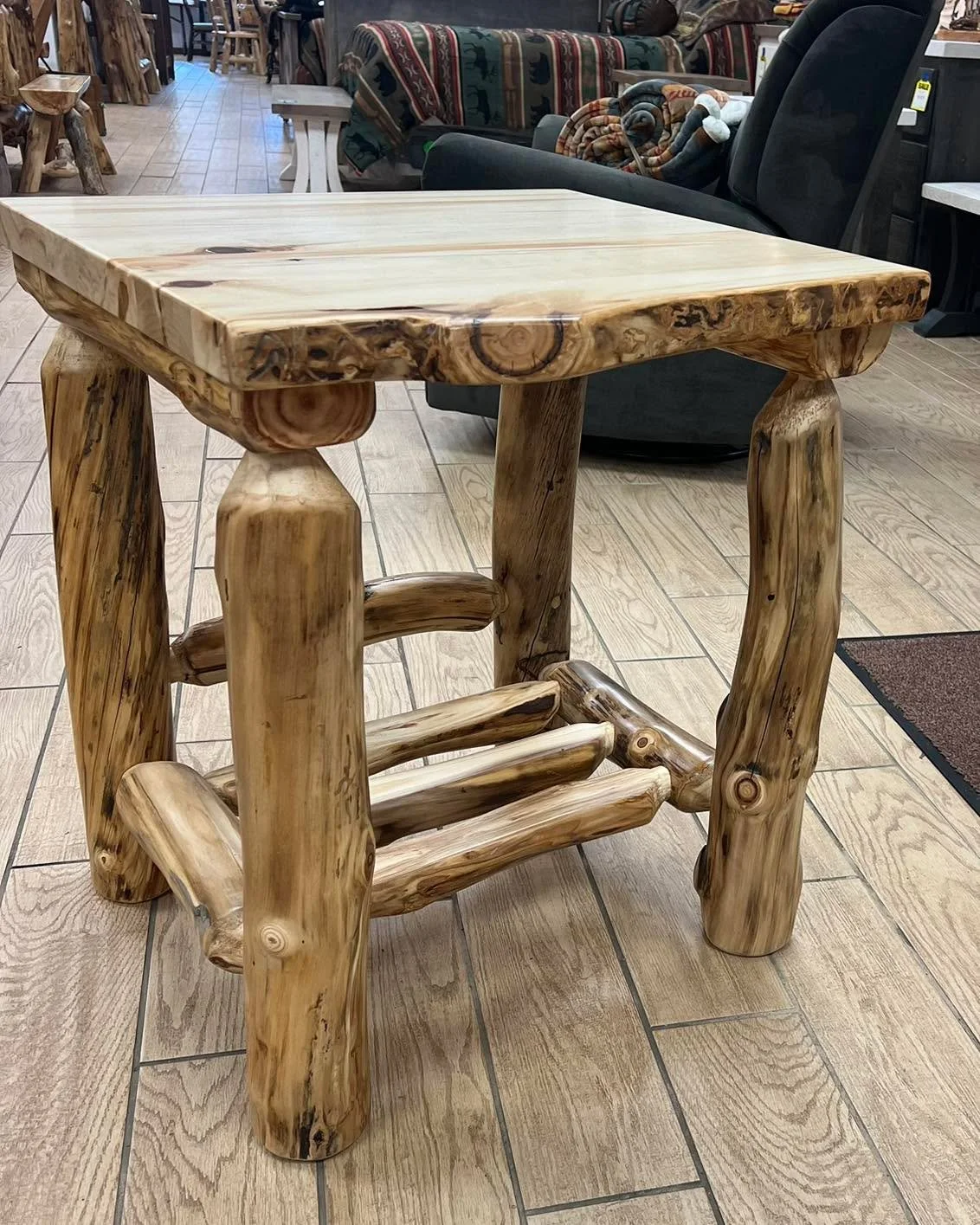 Live edge, Aspen Nsight stands are handcrafted by skilled Amish craftsmen.  These fine pieces are currently in stock and available.