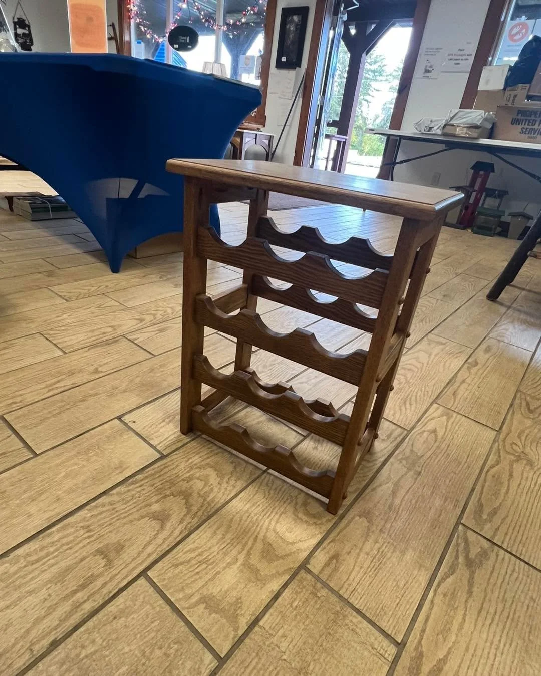 12 bottle oak wine rack at Rustic Retreat Furniture in Lakewood, Wisconsin