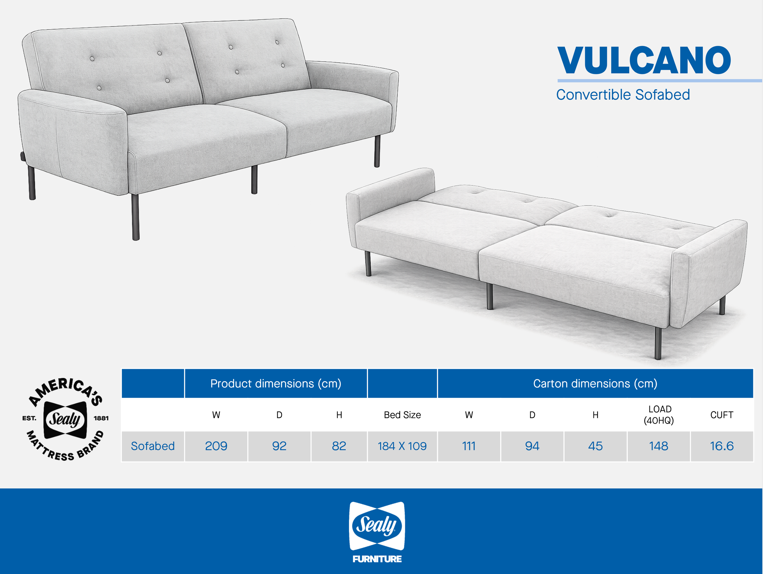 Sealy Vulcano Sofabed Convertible technical line drawing.png