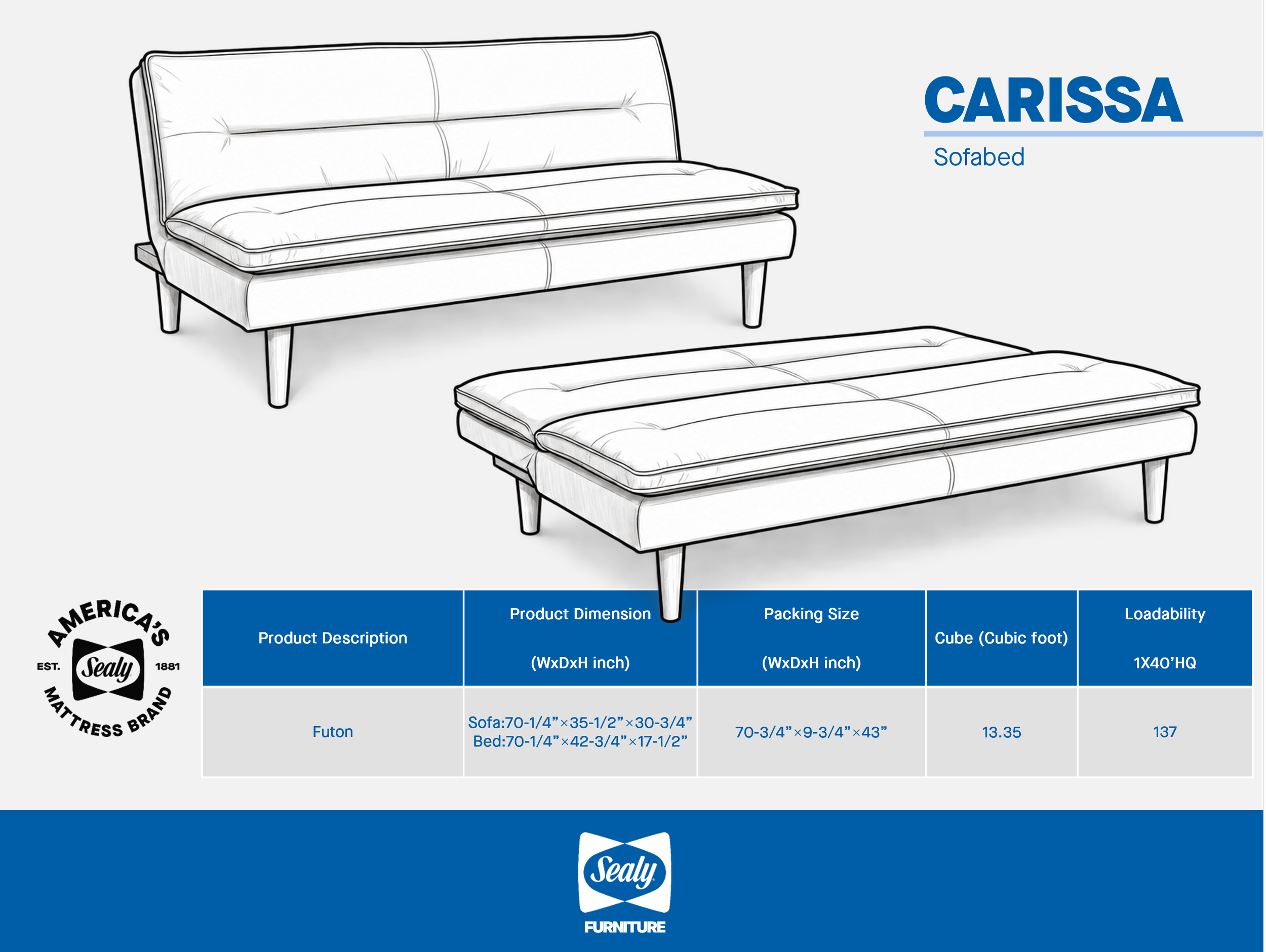 Sealy(R) Sofabed Carissa Dimensions.png