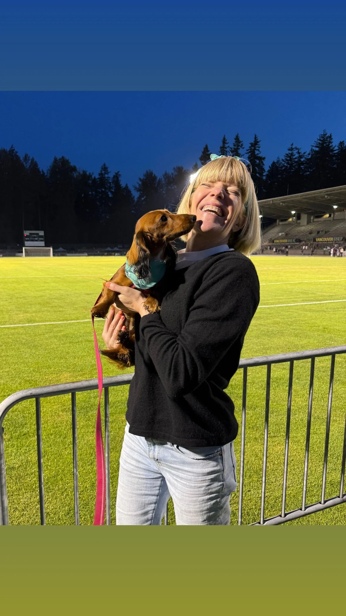 Vancouver Rise "bark at the park" dog friendly game. Kisses from sweet Harley 🐾