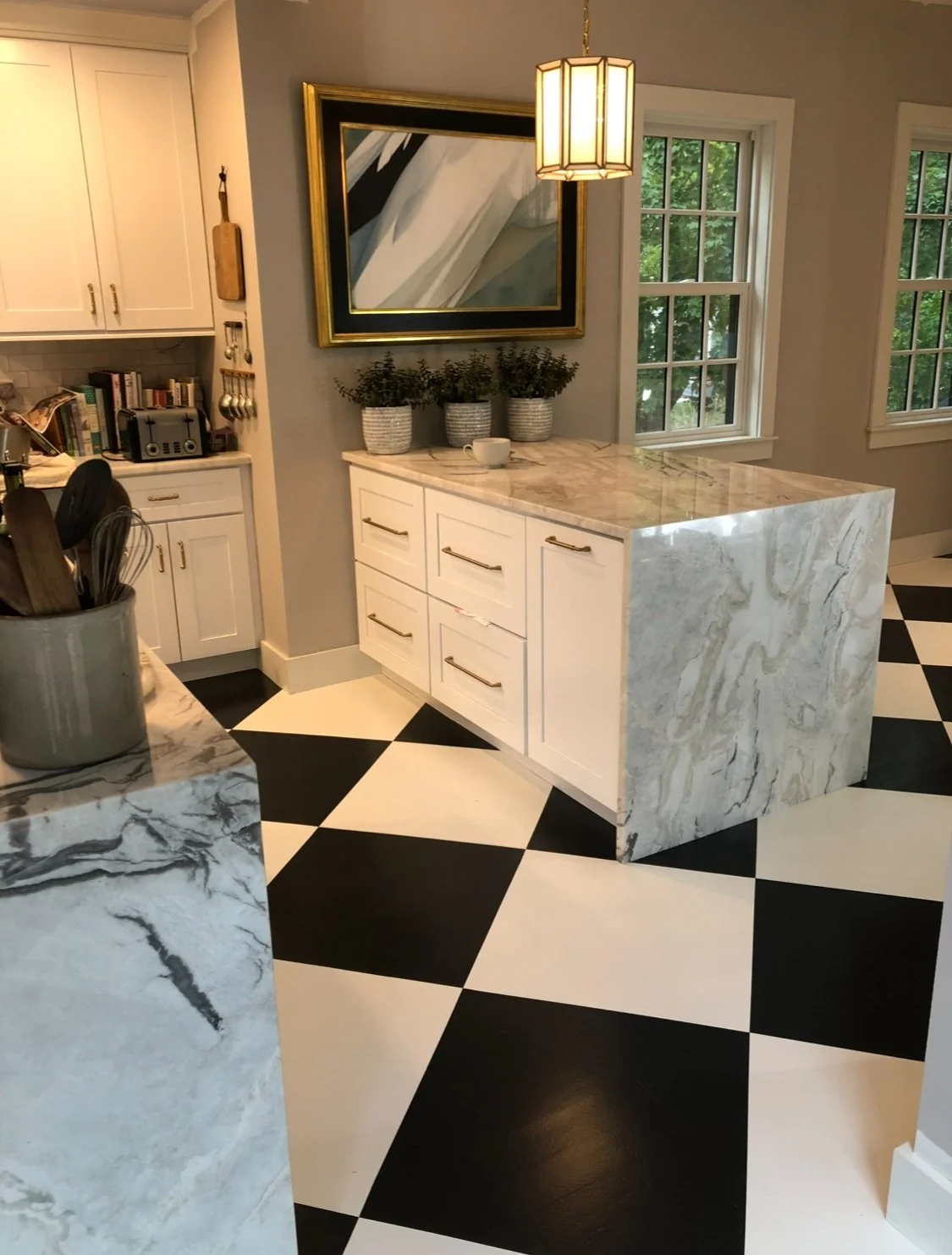 Home show kitchen floors checkerboard faux painted floor venetian plaster metallic designer finishes paint glazes 