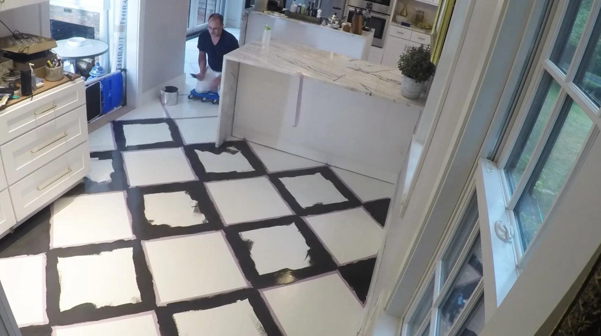 Home show kitchen floors checkerboard faux painted floor venetian plaster metallic designer finishes paint glazes 