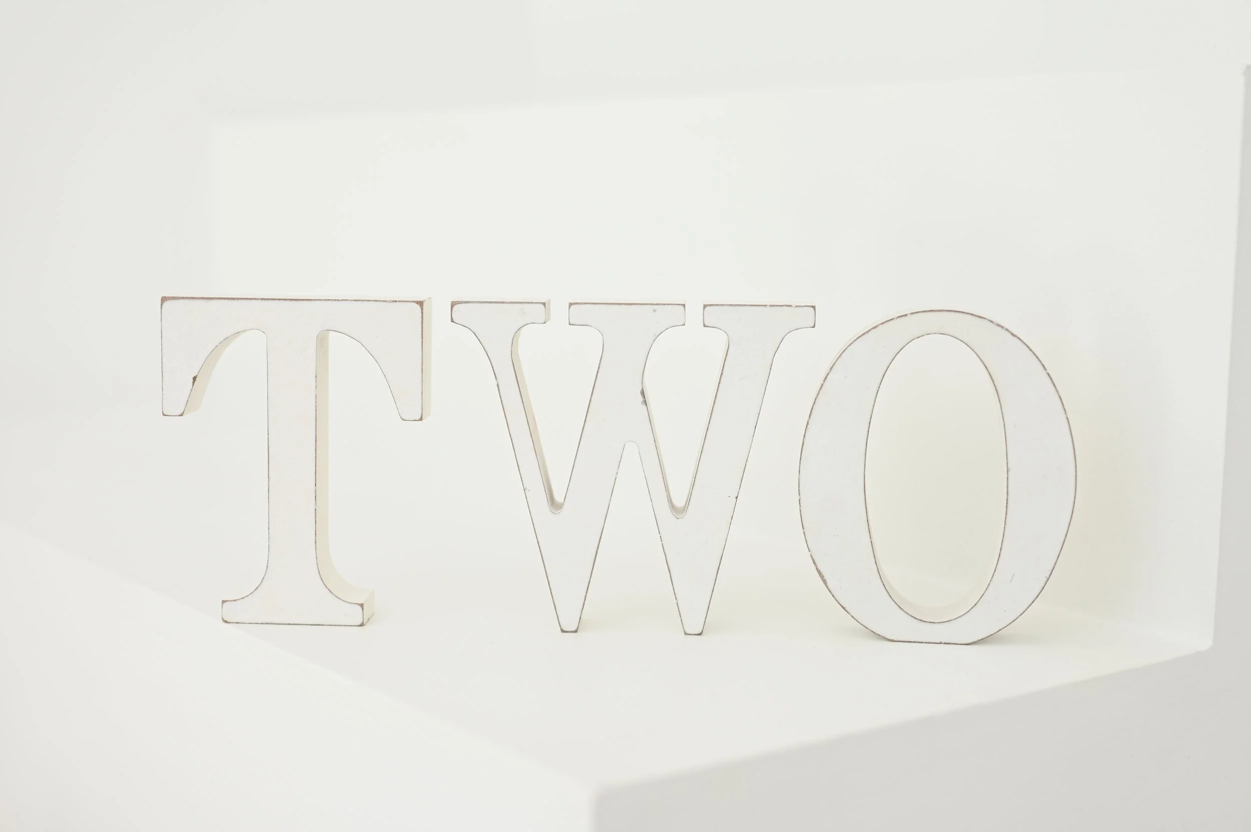 Neutral "TWO” Block Letters