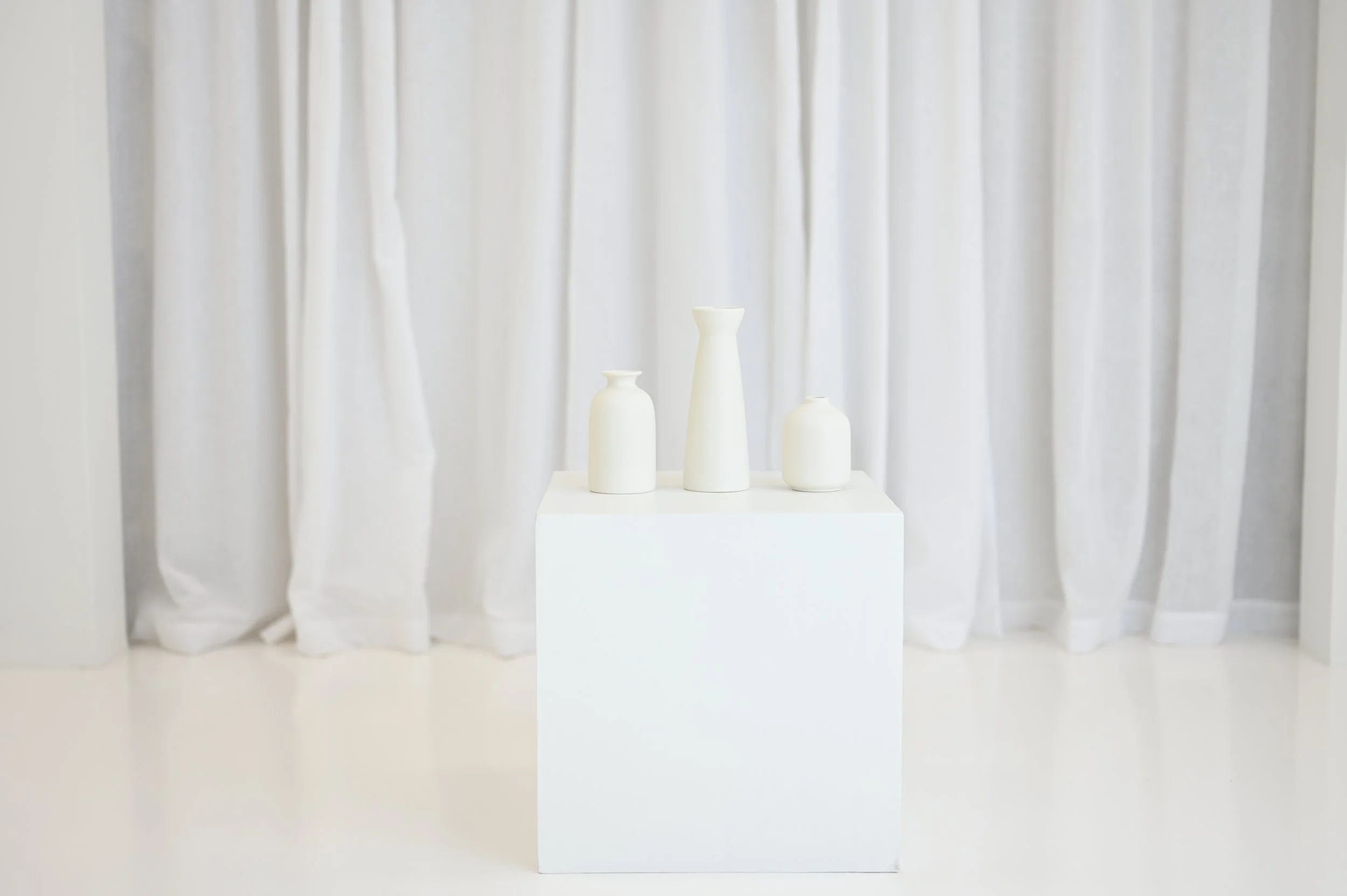 Modern Matte White Vase Trio