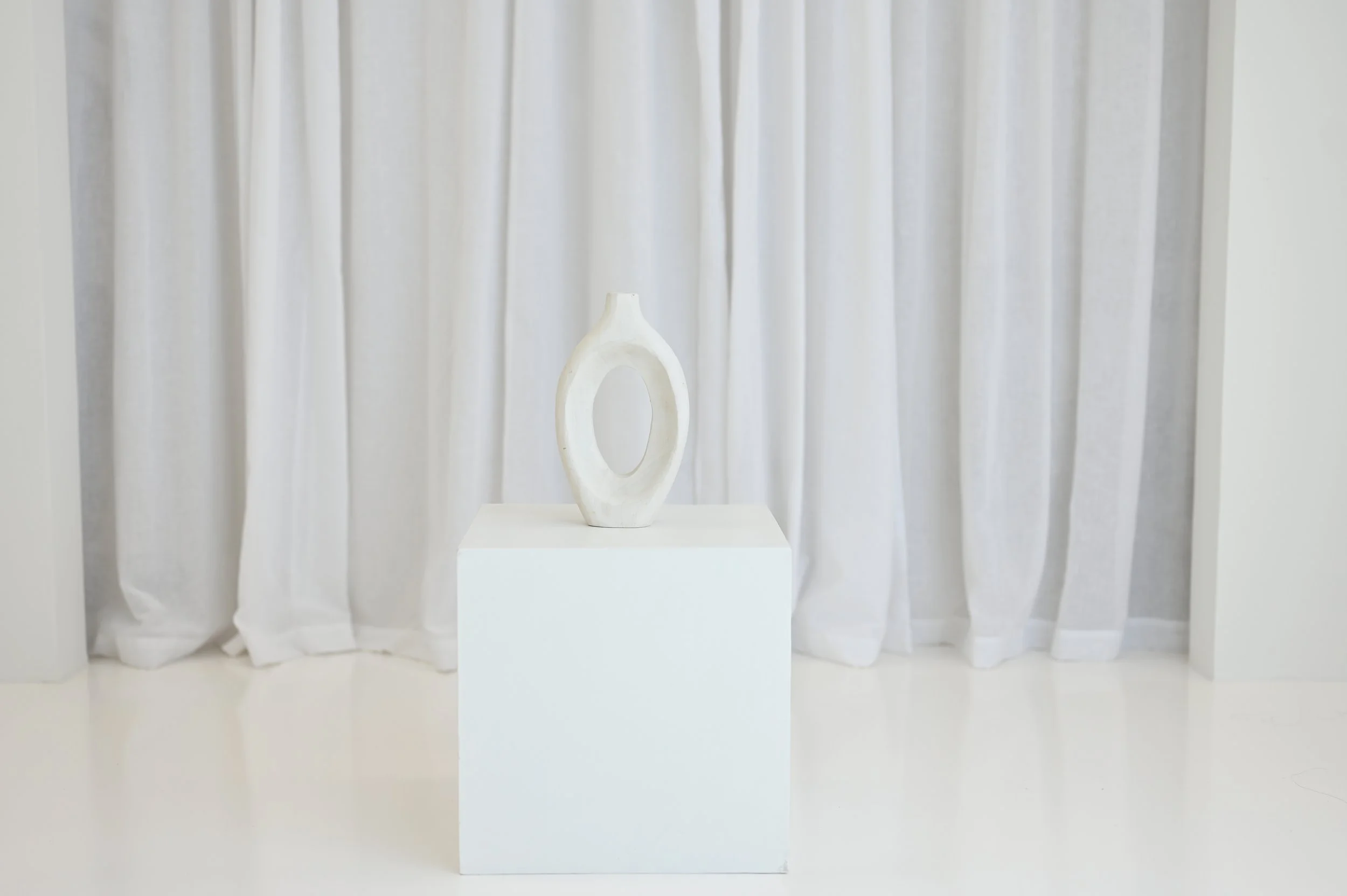 Sculptural Hollow White Vase