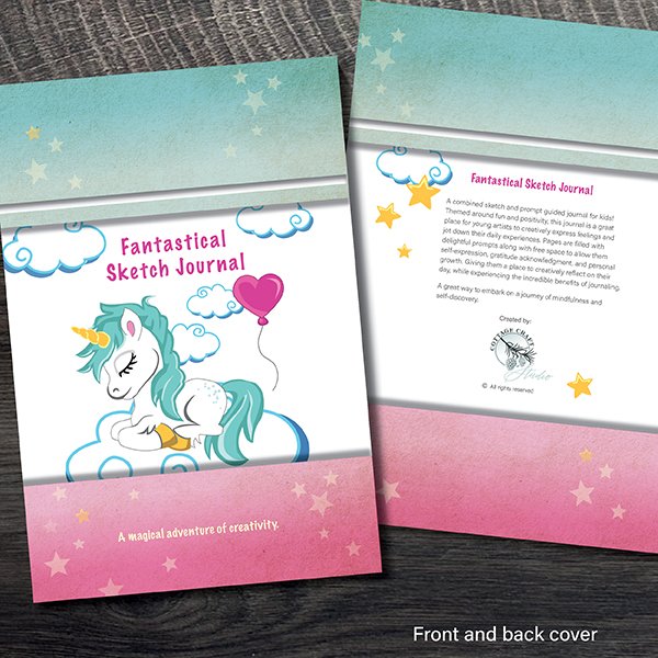 Unicorn themed Children's Sketch Journal cover