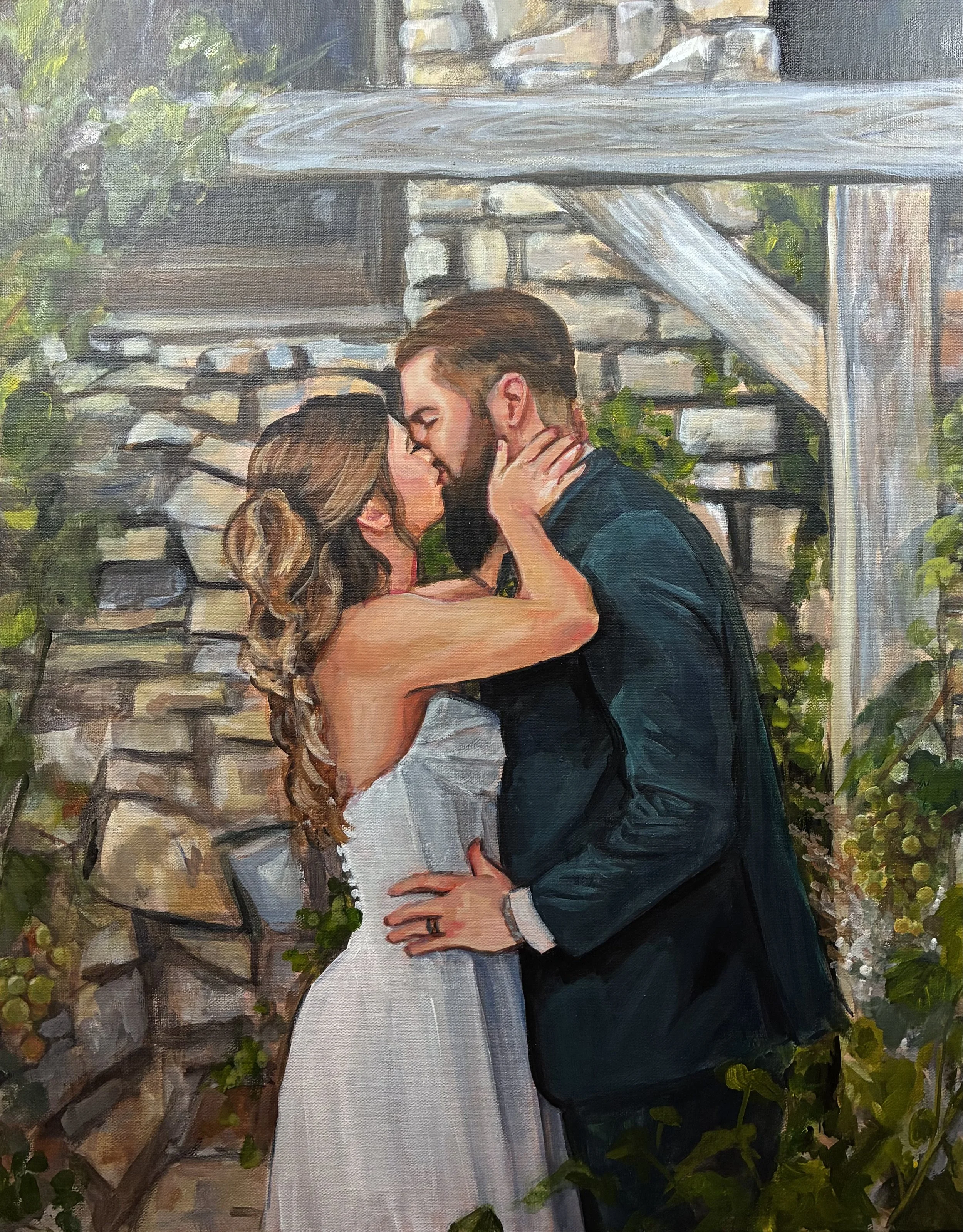 Wedding painted live on 14”x18” gallery wrapped canvas at the Castle Vineyard and finished onsite