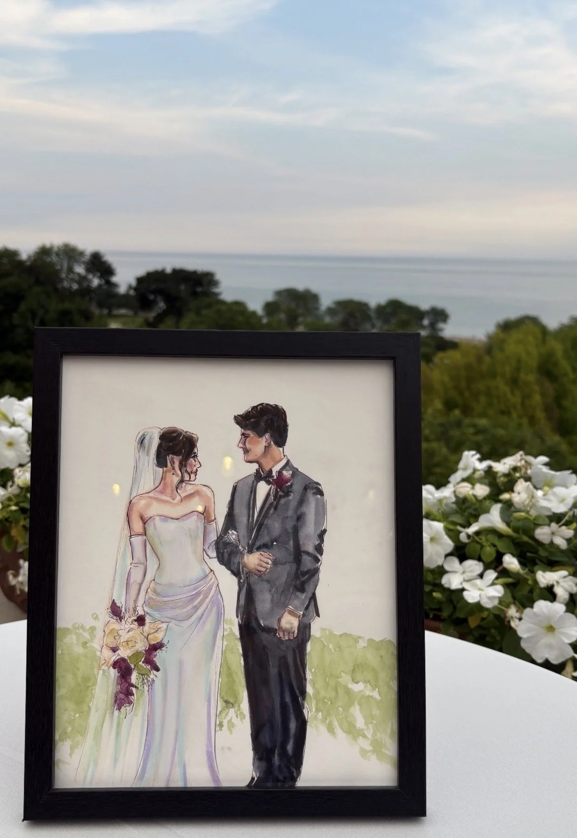Bride and Groom watercolor on 8”x10”, complimentary with guest portrait bookings of 4 hours or more 