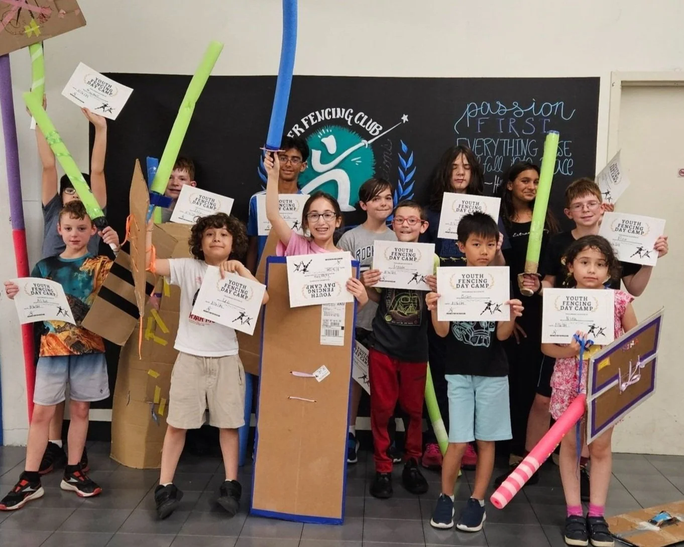 youth fencing summer camp group photo
