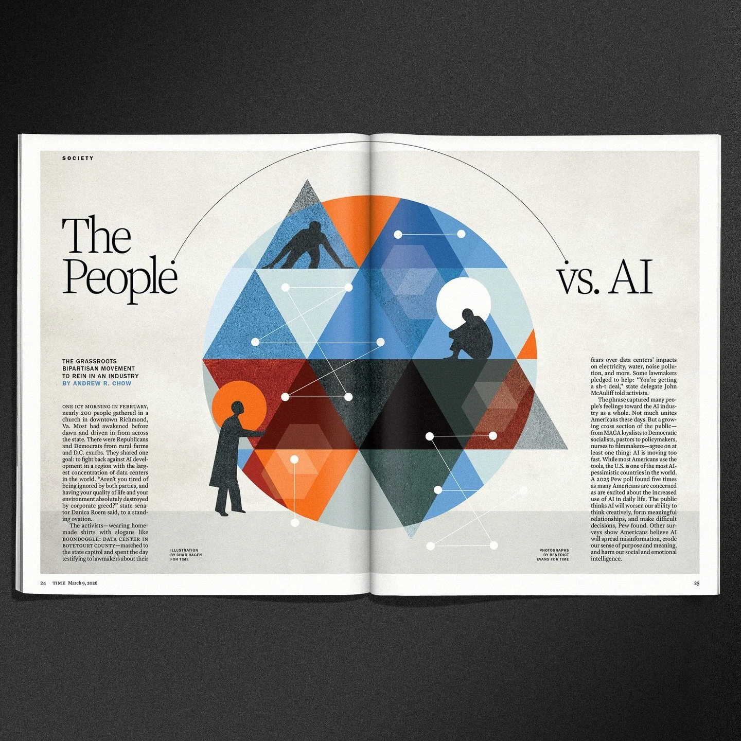 The People vs. AI
The grassroots bipartisan movement to rein in an industry.For @Time
Illustration by @chadhagen
Photographs by @benedict_evans
&mdash;
#graphicdesign #magazinedesign #editorialdesign #layoutdesign #typography