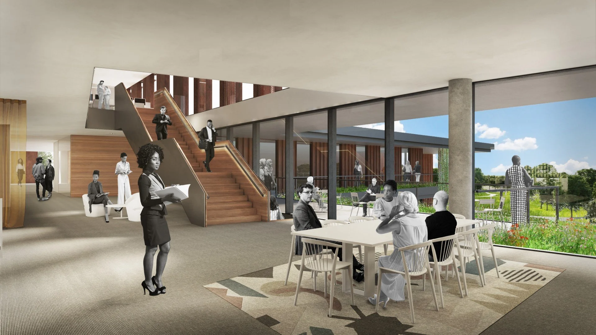 Central Stair and Collaborative Breakout Spaces