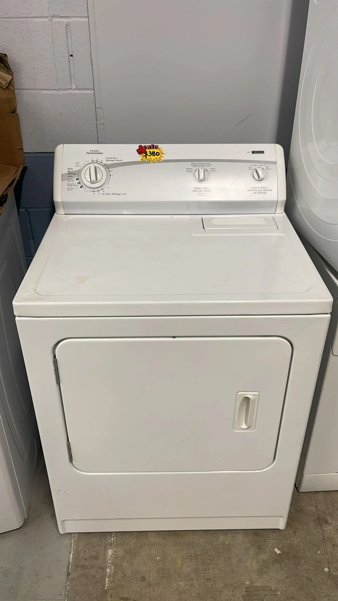Used Dryer front load white 27" Kenmore 110.C69592800