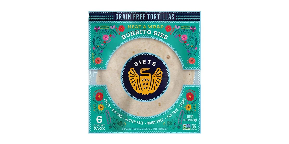 Siete, Paleo &amp; Non-GMO Heat &amp; Wrap Burrito Size, Grain-Free Tortillas, 14.9 oz (6 count)