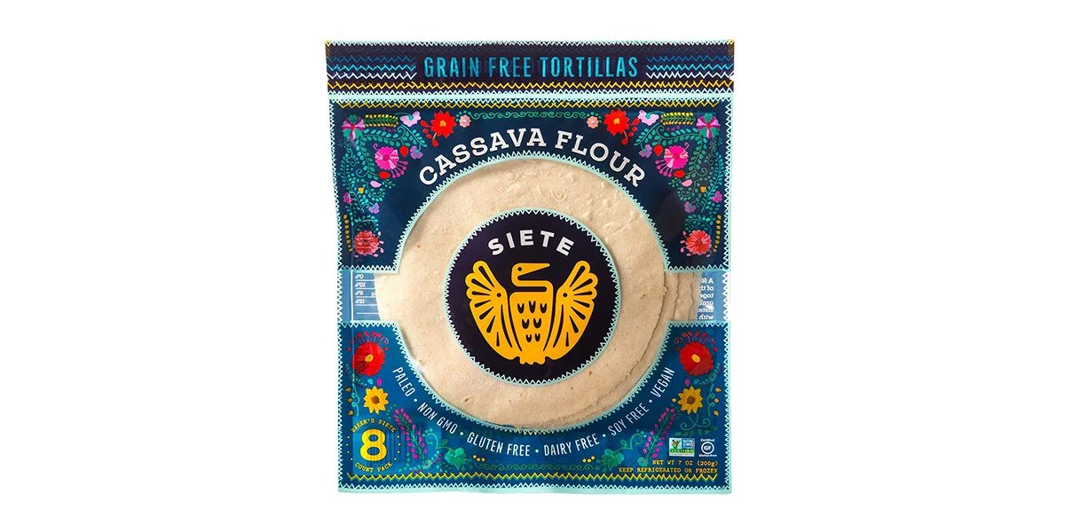 Siete, Paleo &amp; Non-GMO Cassava Flour, Grain-Free Tortillas, 7 oz (8 count)