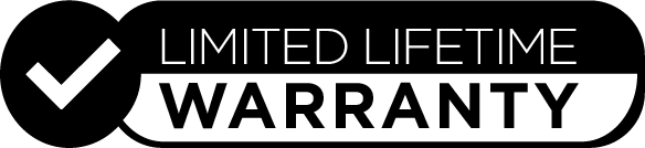 A badge with a checkmark and text reading 'Limited Lifetime Warranty' in black and white.