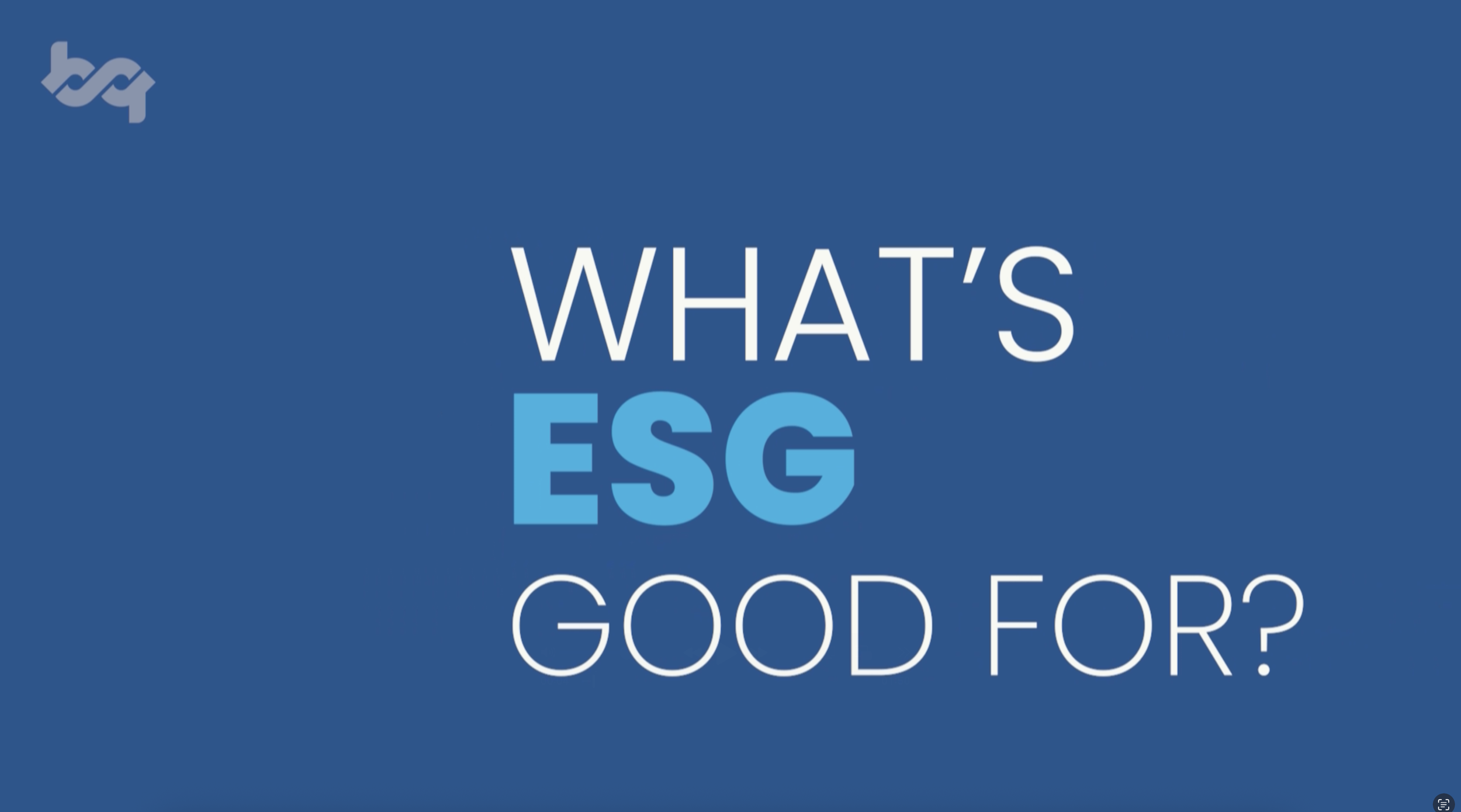 What is ESG?