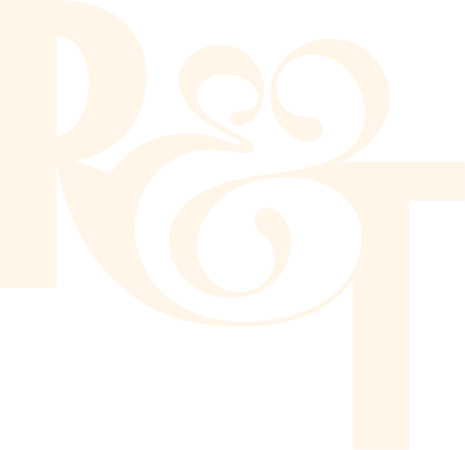 Black and white graphic design with stylized, ornate calligraphy spelling out "Root".