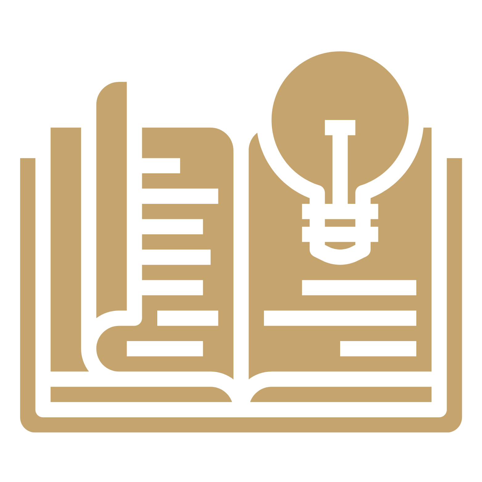 Illustration of an open book with a lightbulb symbol above it, representing learning and ideas.