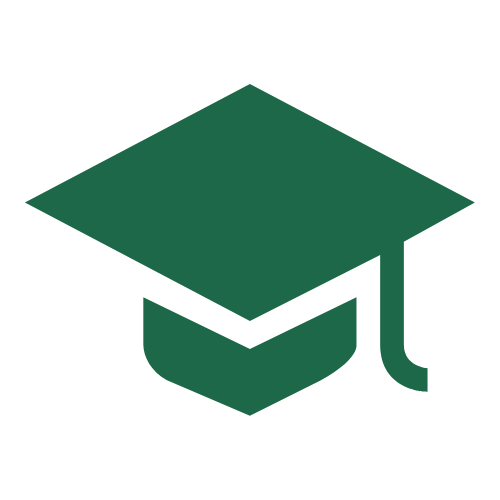 Icon of a mortarboard cap for education or graduation.