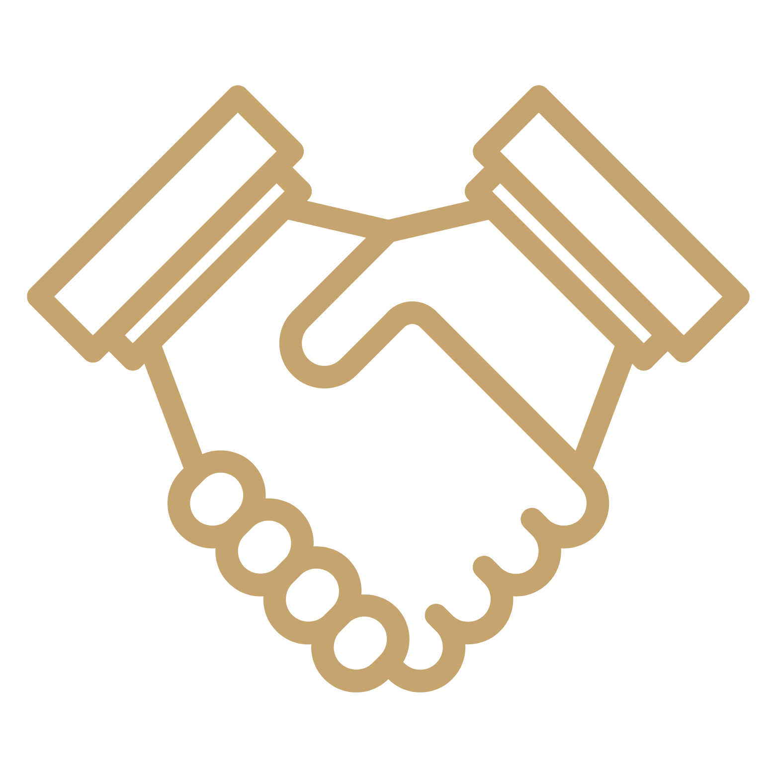 Outline of a handshake representing agreement or partnership.