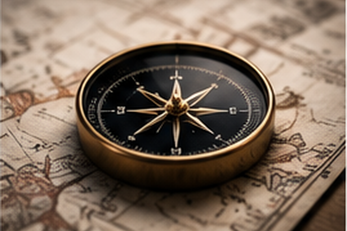 Compass on a map representing career direction and choosing a career path