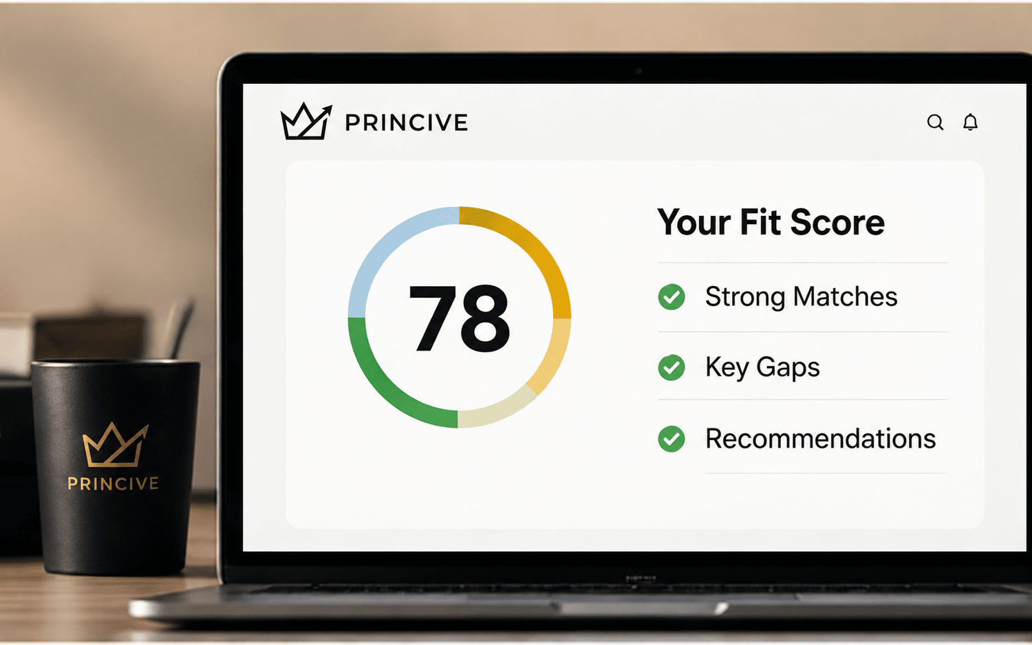 Princive Fit Check showing a resume fit score and opportunity alignment