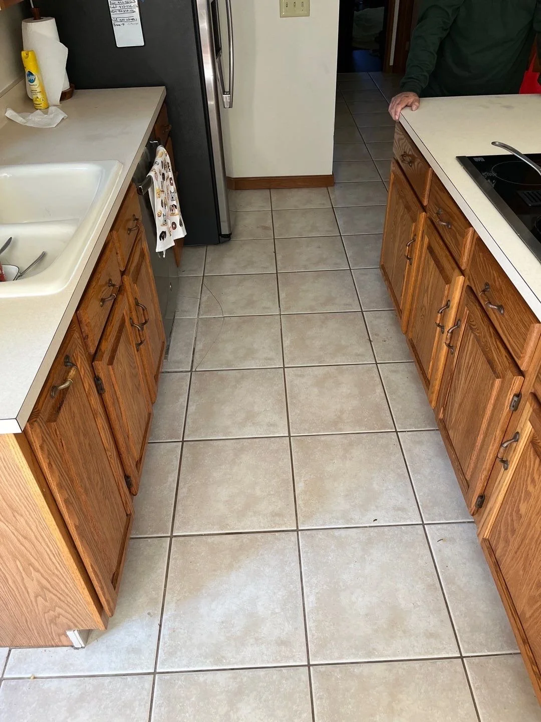 outdated kitchen tile flooring before remodel Dayton Ohio old square tile kitchen floor