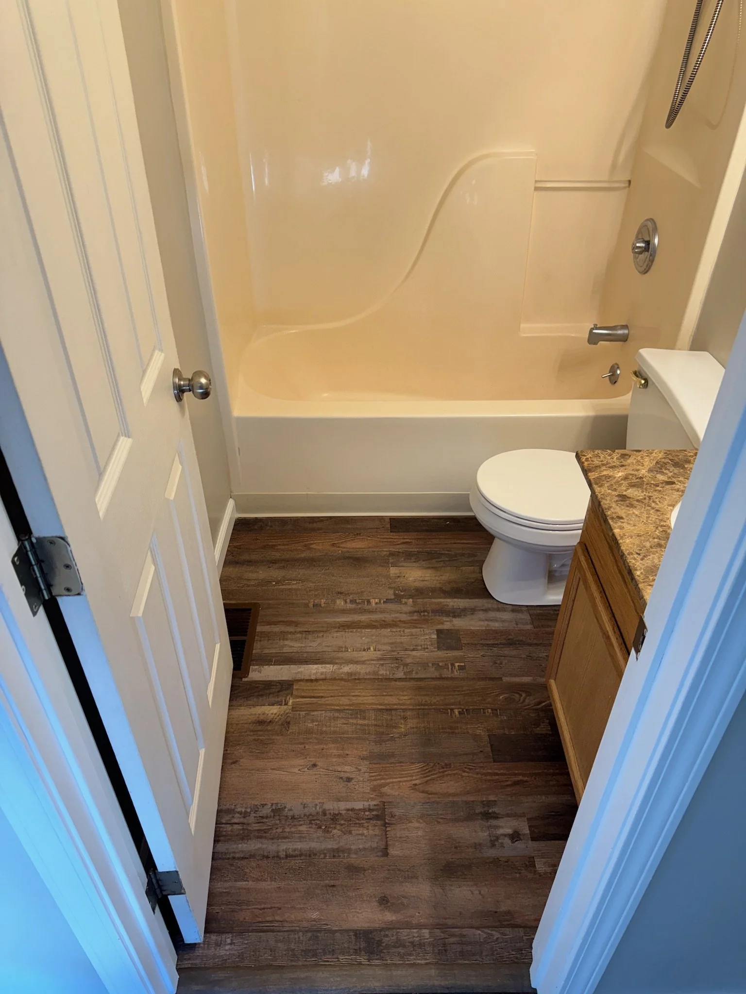 bathroom LVP flooring installation Dayton Ohio waterproof vinyl plank flooring remodel