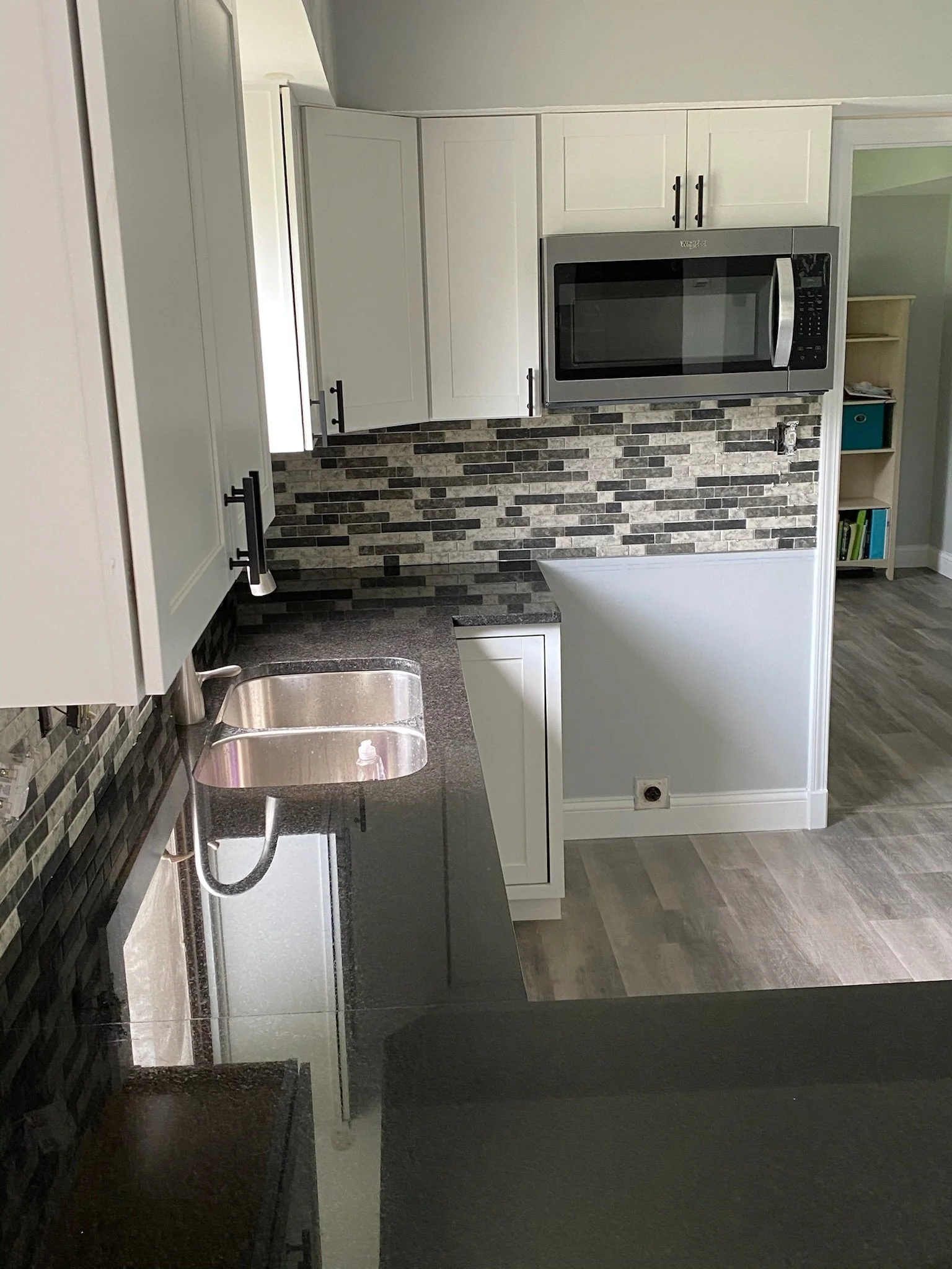 kitchen backsplash tile installation Dayton Ohio modern mosaic backsplash with stainless sink