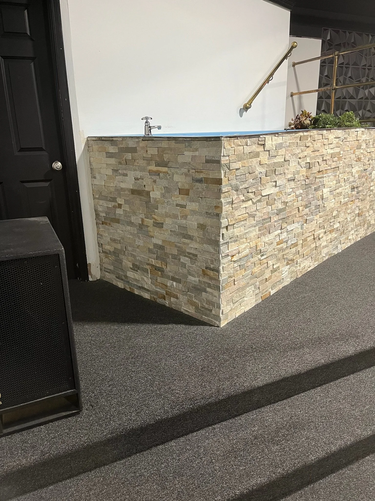 custom church baptism tub Dayton Ohio tile installation full surround stone design