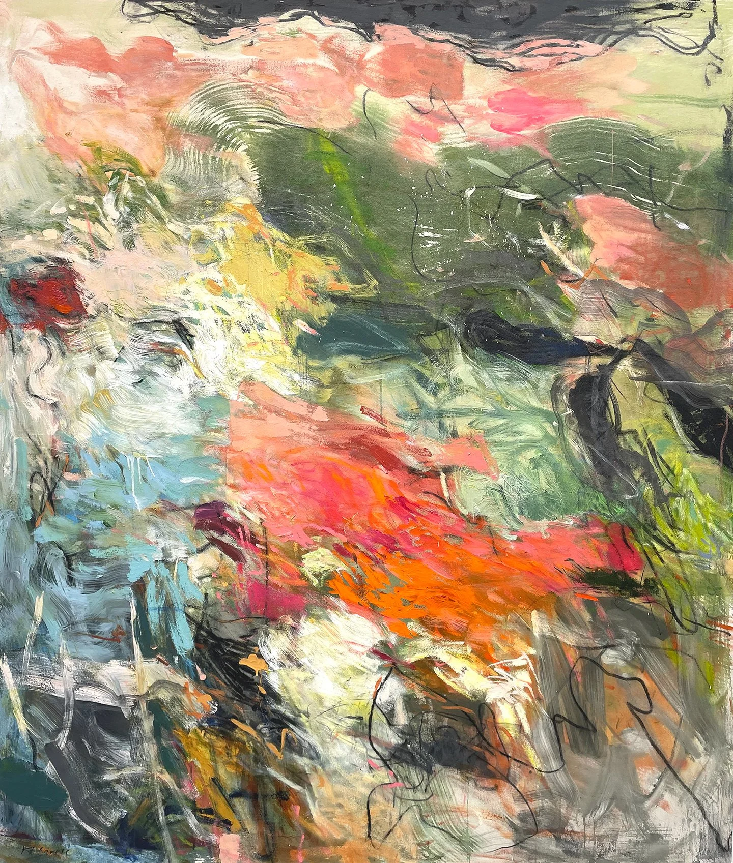 ASLEEP IN THE GARDEN 66" x 56"  
Mixed Media on unprimed vanvas
(SOLD)