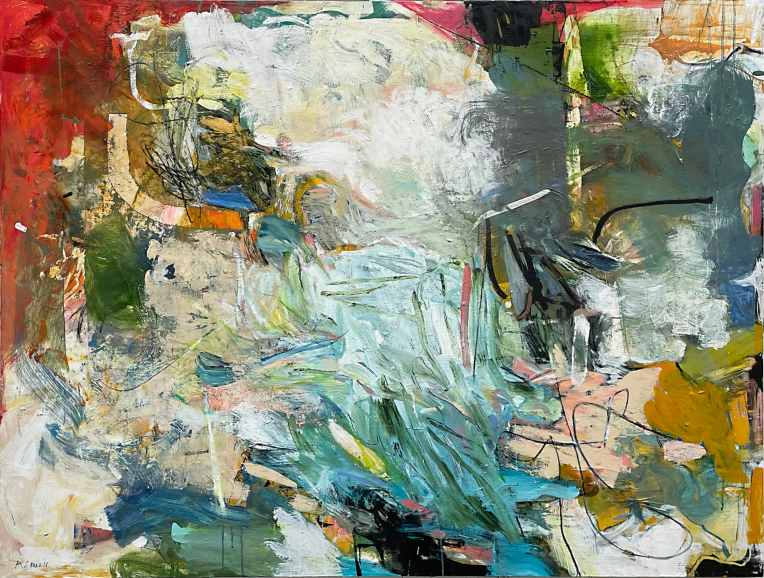 SWIMMERS SWIMMING 50" x 66"  
Mixed media on linen
(SOLD)