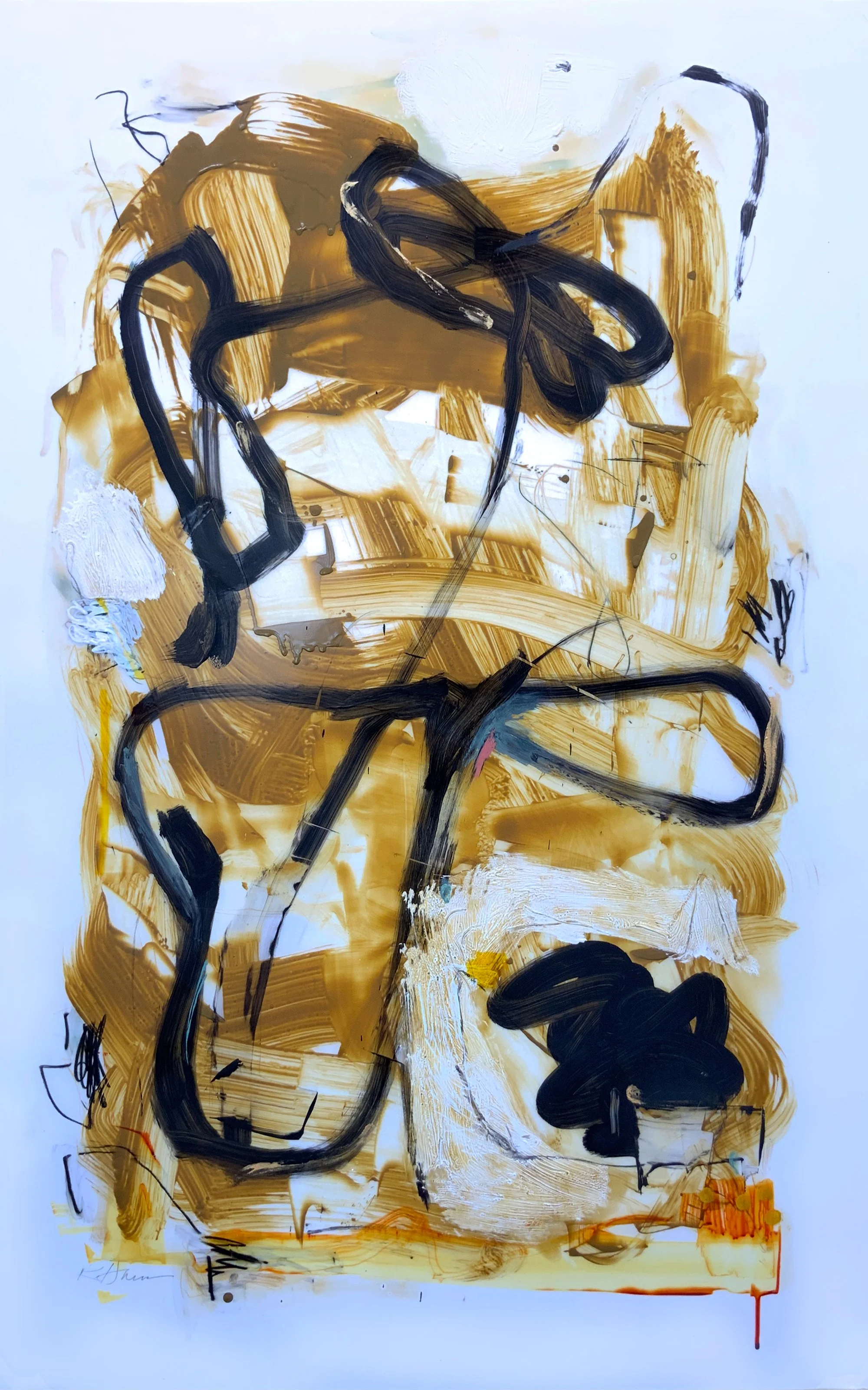 GOLDFINCH 40" X 25" 
Mixed media on synthetic paper
 (SOLD)